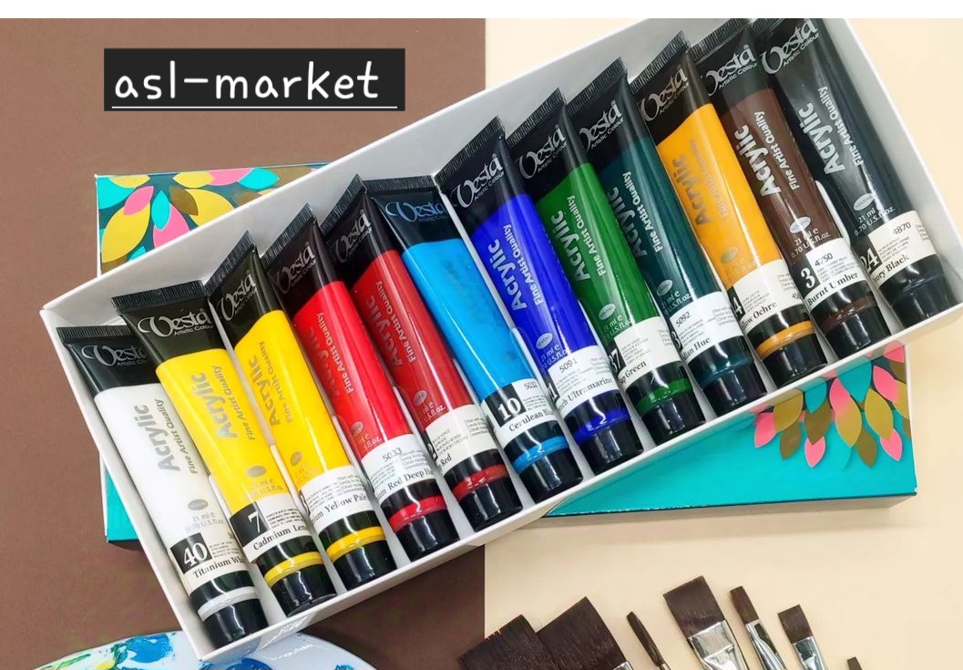 رنگ اکرلیک وستا ۱۲رنگ vesta