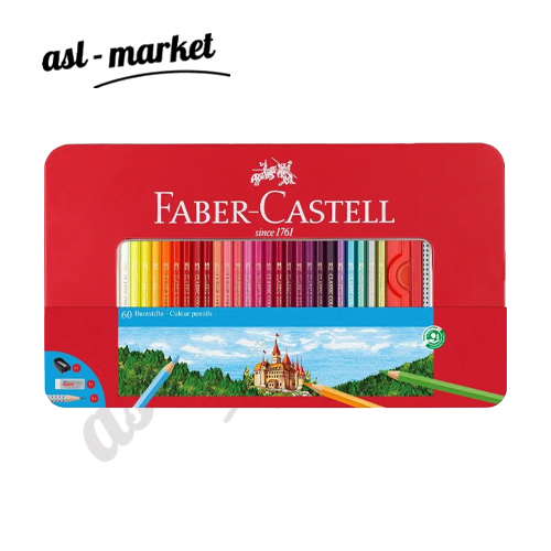 مدادرنگی ۶۰ رنگ فابرکاستل faber-castell جعبه فلزی