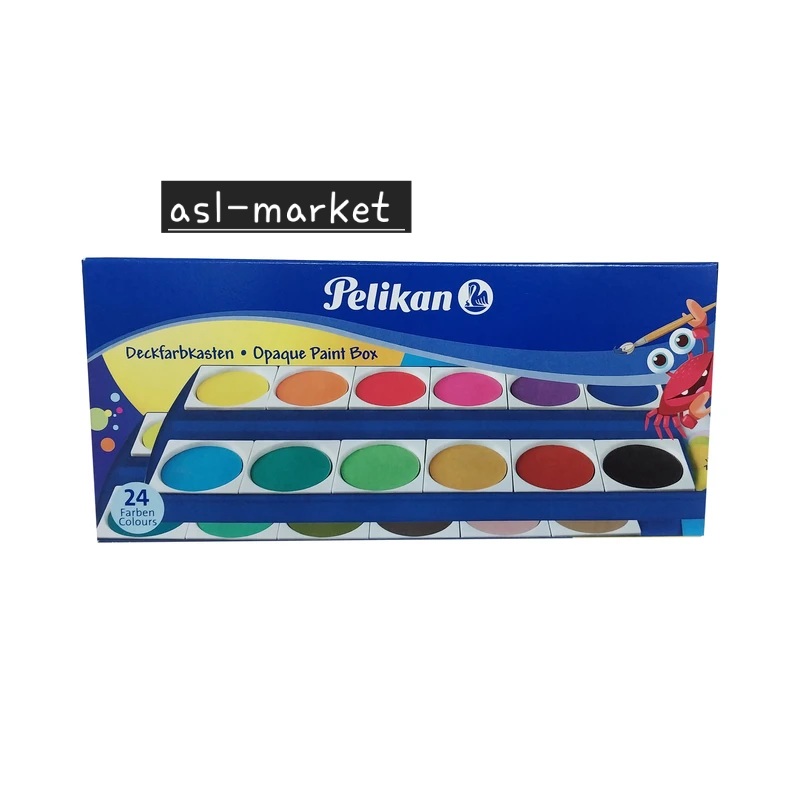 آبرنگ پلیکان ۲۴رنگ حرفه ایplikan با رنگ سفید وپالت