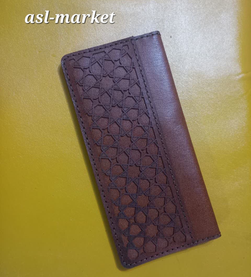 کیف پول پالتویی طرحدار چرم